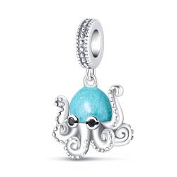 QANDOCCI FUNNALA Europäischer Sommer Blau Ozean Oktopus Perle 925 Silber DIY Fits für Frauen Mode Charms Armbänder Schmuck von QANDOCCI