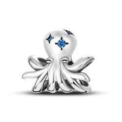 QANDOCCI FUNNALA Europäischer Sommer Blauer Ozean Oktopus Perle 925 Silber DIY Fits für Frauen Mode Charms Armbänder Schmuck von QANDOCCI