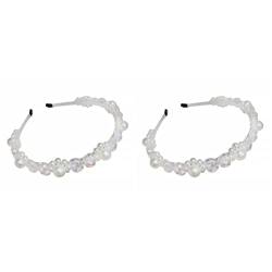 Haussammlung Kristall-Stirnband, Perlen-Kristall-Stirnband, gepolstertes Stirnband for Mädchen, weiße Braut-Kopfbedeckungen, bezaubernder Haarreifen (Color : Whitex2pcs, Size : 14X13X1cmx2pcs) von QAOUBJFV