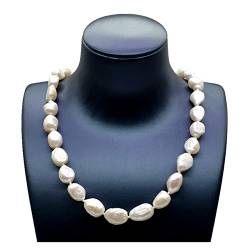 QAOUBJFV Echte Barock-Halskette, unregelmäßige Form, natürliche weiße Perle, Durchmesser 10–11 mm, klassischer schlichter Stil, Damen-Perlenkette Ketten für Damen (Color : White, Size : 6 1/8) von QAOUBJFV