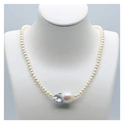 QAOUBJFV Modekette, Naturweiße kleine Perlen, Barockperlen, Perlenketten, Damenschmuckgeschenke erfüllen Ketten für Damen (Color : 42cm, Size : White) von QAOUBJFV