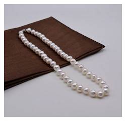 QAOUBJFV Modeperlenkette, natürliche weiße lila runde Süßwasserperlen, einfache Perlenkette, Damenarbeitsschmuck erfüllen Ketten für Damen (Color : White, Size : 6 1/8) von QAOUBJFV