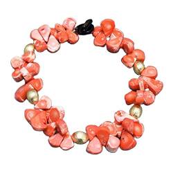 QAOUBJFV Schmuck Natural Teardrop Orange Coral Beads Chokers Halskette Handgemacht for Frauen erfüllen Ketten für Damen von QAOUBJFV