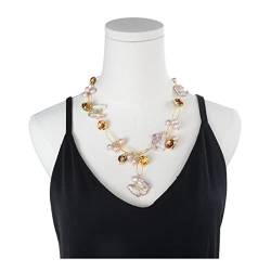 QAOUBJFV Schmuck natürliches Süßwasser kultiviert lila Keshi Perle orange Murano Glas Halsband Halskette 21 Zoll handgefertigt for Frauen erfüllen Ketten für Damen von QAOUBJFV