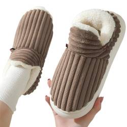 Damen Baumwollhausschuhe - Rutschfeste Pantoffeln mit orthopädischen Sohlen - Flauschige Indoor-Outdoor-Hausschuhe für den Winter, Herren-Damen-Hausschuhe Qarido von QARIDO