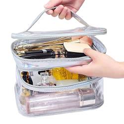 QARIDO Transparente Kosmetiktasche | Double Laye große transparente Reise-Kulturtasche,wasserdichte Reißverschlusstasche Reisekosmetik-Make-up-Tasche für Frauen und Mädchen, Kulturbeutel von QARIDO