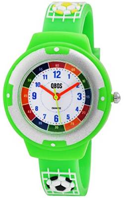 QBOS Kinder-Uhr Silikon Fußball Lernuhr Analog Quarz 4500022 von QBOS