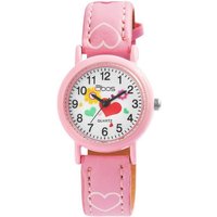 QBOS Quarzuhr Luca Herz analoge Kinderuhr mit Armband aus Kunstleder 4900002, Kinder Armbanduhr von QBOS