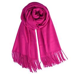 QBSM Große weiche Pashmina-Schals für Damen, für Hochzeit, Abend, Weihnachtsgeschenke, hot pink, One size von QBSM