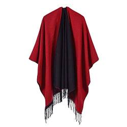 QBSM Poncho Damen Winter/Herbst Kaschmir Strick Ponchos & Capes Für Damen Schal Umhang Wendeponcho für Frau von QBSM