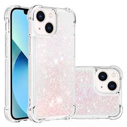 Flüssig Handytasche Kompatibel mit iPhone 14 Hülle, Bling Glitter Dünn Slim Mädchen Kratzfest Treibsand Case Bumper Silikon Schutzhülle Transparente Handyhülle Kompatibel mit iPhone 14 6.1 ZOLL von QBYVQQN