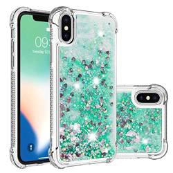 Flüssigkeit Hülle Silikon Kompatibel mit iPhone X/XS, Frauen Mädchen Bling Durchsichtige Schutzhülle Stoßfest Kratzfeste TPU Handyhüllen Transparent Bumper Glitter Case Kompatibel mit iPhone XS von QBYVQQN