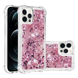 Glitzer Flüssig Handyhülle Kompatibel mit iPhone 12/12 Pro, Frauen Mädchen Bling Glitzer Schutzhülle Stoßfest Weich TPU Flüssigkeit Tasche Silikon Transparent Bumper Case Kompatibel mit iPhone 12 6.1" von QBYVQQN