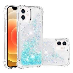 Glitzer Flüssig Hüllen Kompatibel mit iPhone 12 Mini, Mädchen Bling Glitzer Durchsichtige Schutztasche Stoßfest Kratzfeste Flüssigkeit Transparent Bumper Hülle Silikon Kompatibel mit iPhone 12 Mini von QBYVQQN