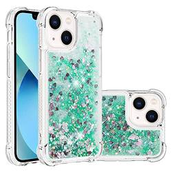 QBYVQQN Flüssigkeit Hülle Silikon Kompatibel mit iPhone 14, Frauen Mädchen Bling Durchsichtige Schutzhülle Stoßfest Kratzfeste TPU Handyhüllen Transparent Bumper Glitter Case Kompatibel mit iPhone 14 von QBYVQQN