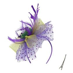 Damen Fascinator Hut Blume Mesh Federn Clip Kopfschmuck Haarschmuck für Party Kirche Hochzeit Cocktail Jockey Club (Multi) von QDC