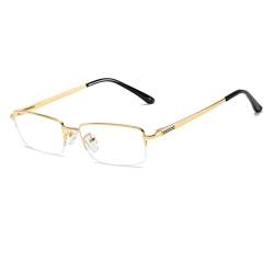 QECEPEI Halb Randlos Metall-Brillenfassungen Blaues Licht Blocking Brillen Transparentes Linse Geschäft Gläser(Golden) von QECEPEI