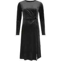 QED London - Rockabilly Kleid knielang - Velvet Keyhole Side Split Dress - XS bis XL - für Damen - Größe L - schwarz von QED London