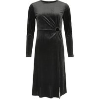 QED London - Rockabilly Kleid knielang - Velvet Keyhole Side Split Dress - XS bis XL - für Damen - Größe M - schwarz von QED London