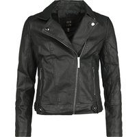 QED London - Rockabilly Kunstlederjacke - PU Classic Faux Leather Jacket - XS bis L - für Damen - Größe M - schwarz von QED London