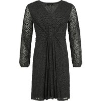 QED London - Rockabilly Kurzes Kleid - Leopard Velvet Flocking Knot Front Mini Dress - XS bis XL - für Damen - Größe M - schwarz von QED London