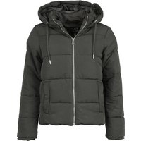 QED London - Rockabilly Winterjacke - Zip Hooded Puffer Jacket - S bis XL - für Damen - Größe L - schwarz von QED London