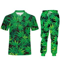 3D Green Hanf Leaf Weed Set, Casual Streetwear Sweatshirt und Hose, Herren Damen Trainingsanzug Hoodie Pullover, Plpa01824, M von QEDCVS