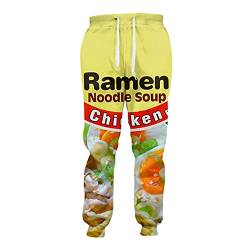 QEDCVS Chicken Flavor Ramen Noodle 3D Druck Hose Herren Damen Streetwear Hip Hop Hose Plus Size, multi, 27-32 von QEDCVS