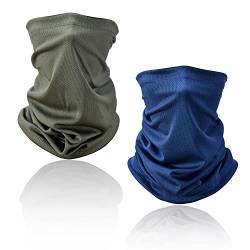 QEEQPF 2-teiliges Gesichtsstirnband Bandana-Stirnband, Multifunktions-Kopfbedeckung Kopfwärmer, Nacken- und Gesichtsschutz, atmungsaktiver Anti-UV-Wärmer.(Marineblau und Armeegrün) von QEEQPF