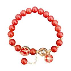 QEOTOH 2024 Chinesisches Jahr Drachen-Armbänder, Neujahrs-Drachen-Armbänder, rote Armbänder, Feng Stretch Shui Elas Perlen, Drache von QEOTOH