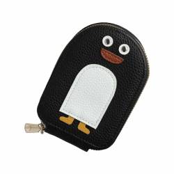 QEOTOH Pinguine PU Kreditkarte Münze Brieftasche, Cartoon Pinguin Akkordeon Kartenhalter Tragbare Pinguin Brieftasche, Multi-slo, Schwarz , A von QEOTOH