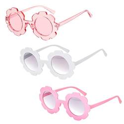 QESSUVNC 3 Stück Sonnenbrille für Mädchen, Sonnenschutz Brille Schutz gegen Rave Party Dress up Brille Kunst Fotorequisiten für Kinder Alter 2-8, für Jungen Kinder Jugendliche von QESSUVNC