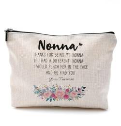 QGFM Funny Nonna Gifts Make-up-Kosmetiktasche – Nonna Muttertagsgeschenke, Nonna Geschenke von Enkelkindern, Nonna Geschenke für Oma, Nonna Geburtstagsgeschenke, Nonna Floral kleine Make-up-Tasche für von QGFM