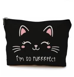 QGFM Katzen-Make-up-Tasche, Katzen-Kosmetiktasche für Damen, lustiges Katzengeschenk, Make-up-Tasche mit Reißverschluss, Katzengeschenke für Frauen, Katzengeschenke für Katzenliebhaber, nur ein von QGFM