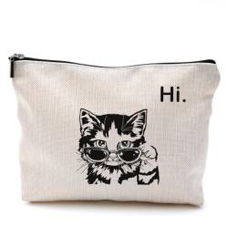 QGFM Katzen-Make-up-Tasche, Katzen-Kosmetiktasche für Damen, lustiges Katzengeschenk, Make-up-Tasche mit Reißverschluss, Katzengeschenke für Frauen, Katzengeschenke für Katzenliebhaber, nur ein von QGFM