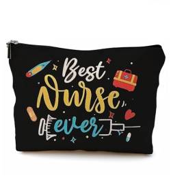 QGFM Kosmetiktasche für Krankenschwestern, Krankenschwester-Kosmetiktaschen mit Reißverschluss, Geschenk für Krankenschwestern, Studenten, Krankenschwestern, D-Stil, Krankenschwester, Schwarz von QGFM