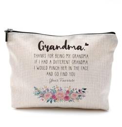 QGFM Lustige Make-up-Kosmetiktasche für Oma – Muttertagsgeschenke für Oma, Oma Geschenke von Enkelkindern, beste Oma-Geschenke, Oma mit Blumenmuster, kleine Make-up-Tasche für Geldbörse von QGFM