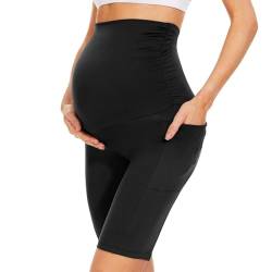 QGGQDD Kurze Umstandsleggings mit Taschen Umstands Radlerhose Damen Umstandshose Kurz Schwangerschaft Für Schwangere(Schwarz,X-Large) von QGGQDD
