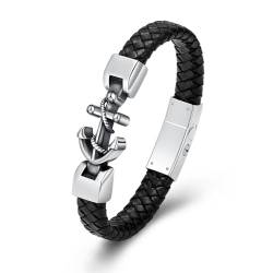 QGJNSGC Anker Einäscherung Armband für Asche Edelstahl Urn Denkmal Schmuck Geflochtenes Leder Armband Armband Glaube Religiöse christliche Erinnerung für Männer Frauen von QGJNSGC