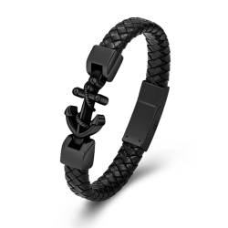 QGJNSGC Anker Einäscherung Armband für Asche Edelstahl Urn Denkmal Schmuck Geflochtenes Leder Armband Armband Glaube Religiöse christliche Erinnerung für Männer Frauen von QGJNSGC