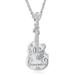 QGJNSGC Gitarre Memorial Halskette Musik Gitarre Urne Anhänger Halskette für Asche Gitarrist Keepsake Kremation Urne Schmuck Geschenke für Männer Frauen Musikliebhaber von QGJNSGC