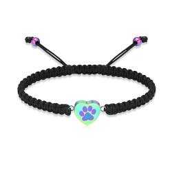 QGJNSGC Herz Einäscherung Urne Armband für Asche Pfote drucken Anhänger Keepsake Schmuck einstellbare geflochtene Armband Armreif Haustier Hund Katze Memorial Geschenk für Frauen von QGJNSGC