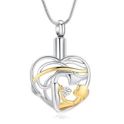 QGJNSGC Kremation Schmuck Baby in Mama Arme Herz Urne Halsketten für Asche Memorial Andenken Halskette für Frauen Mensch von QGJNSGC