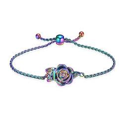 QGJNSGC Kremation Schmuck Rose Blume Urne Armband für Asche für Frauen einstellbar Keepsake Memorial Armband Urne Armreif Asche Halter von QGJNSGC