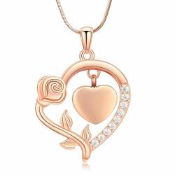 QGJNSGC Rosenblume Kremation Schmuck Herz Form Urn Halsketten für Asche Memorial Andenken Halskette für Frauen Mensch von QGJNSGC