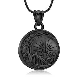 QGJNSGC Sonne Mond und Berg Anhänger Urne Halskette für Asche Kremation Schmuck für Asche Keepsake Memorial Beerdigung Geschenke von QGJNSGC