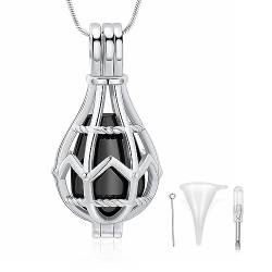 QGJNSGC Urne Halskette Openwork Teardrop Urne Medaillon Asche Halskette Memorial Schmuck Einäscherung Schmuck Beerdigung Keepsake Schmuck Asche-Halter von QGJNSGC