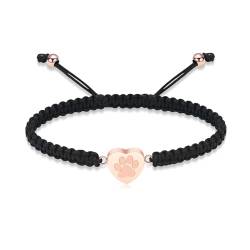 QGJNSGC Urnen-Armband für Asche, Herzpfotenabdruck-Anhänger, Gedenk-Andenken, Schmuck, geflochtenes Armband, Armreif, Haustier, Hund, Katze, verstellbares Armband für Frauen, Geschenk von QGJNSGC