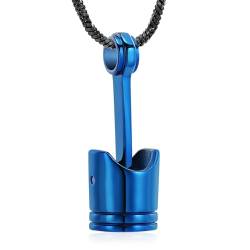 QGJNSGC Urnen-Halskette für Asche Motor-Kolben Einäscherungsschmuck für Herren Andenken Gedenk-Asche-Schmuck für Mensch/Tier-Asche (Blau) von QGJNSGC