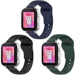 QHBAMD Silikon-Uhrenarmbänder, kompatibel mit Gizmo Watch 3 2 1/Gabb Watch/Syncup Kinderuhr, bequem, atmungsaktiv, wasserdicht, Ersatzarmbänder für Kinder, Jungen, Mädchen, Smartwatches, 3 Stück von QHBAMD